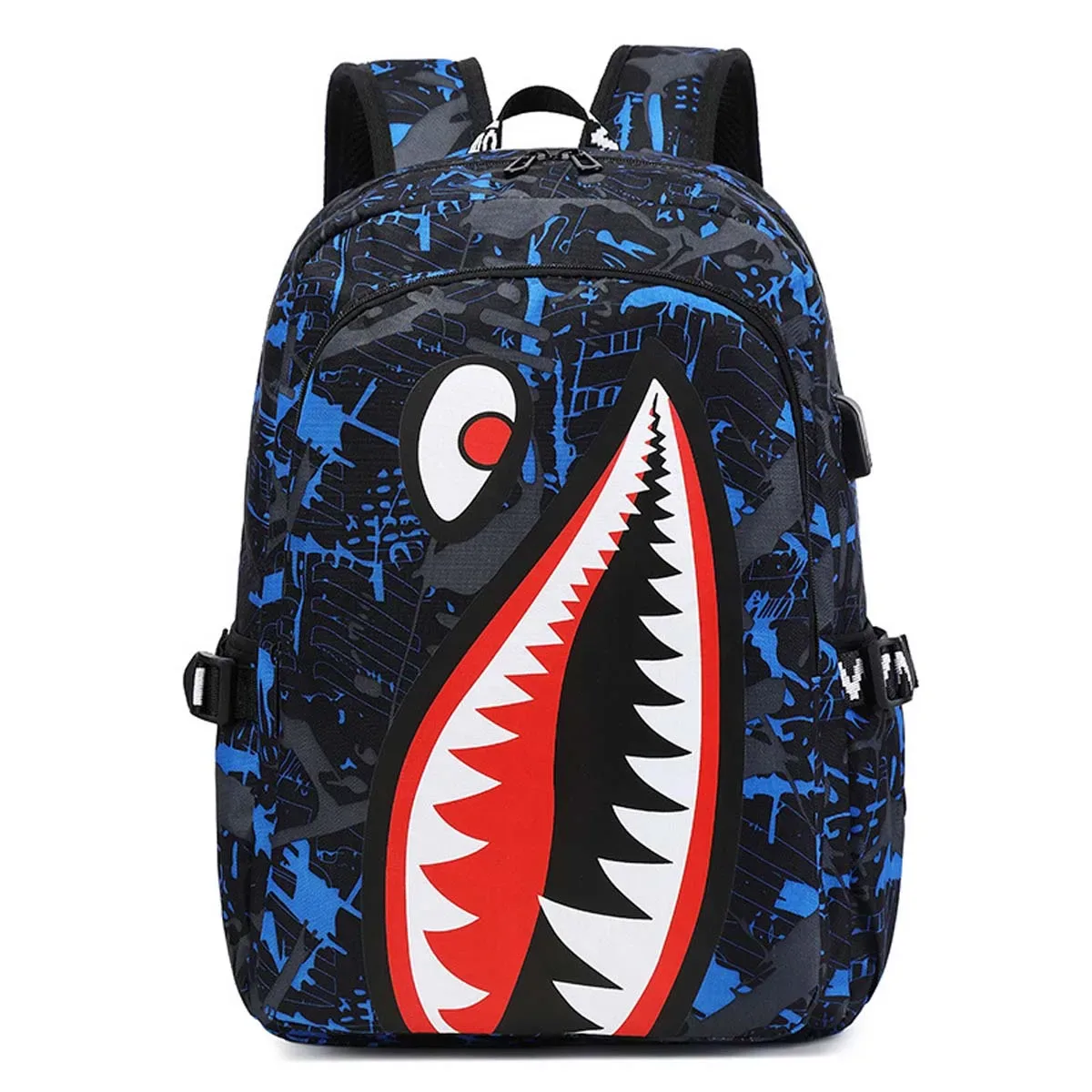 sac à dos pour enfants de l'école primaire, motif requin, grande capacité, léger, simple, sac à dos de dessin animé