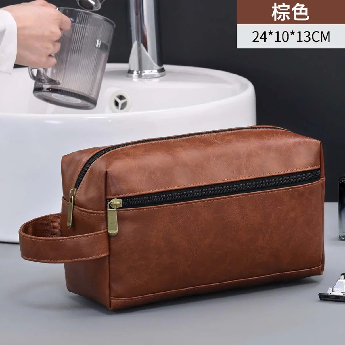 trousse de maquillage à main haut de gamme pour hommes, sac de rangement de voyage étanche de grande capacité pour articles de toilette et natation