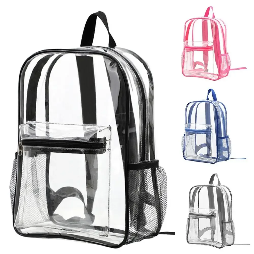 sac à dos transparent en pvc, grande capacité, sac à bandoulière étanche pour fitness, rangement décontracté, sac à dos visible pour sports de plein air