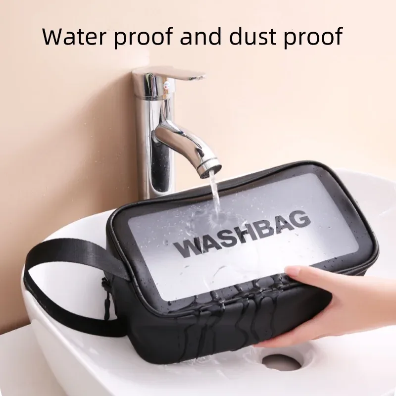 sac cosmétique portable imperméable, grande capacité, anti-poussière, sacs de rangement pour maquillage, sacs de voyage transparents en pvc à la mode