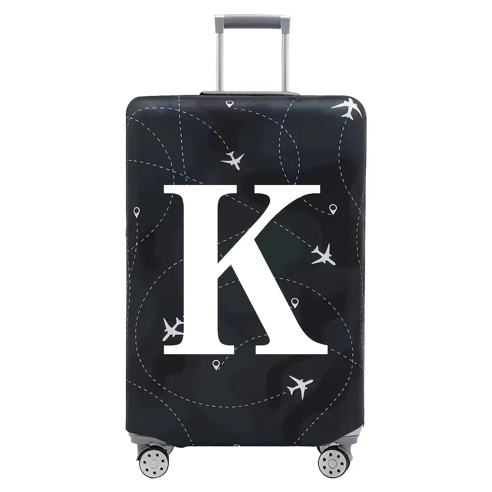 housse valise polyester motif trajectoires avions lettres noire blanc voyage protection valise taille variable