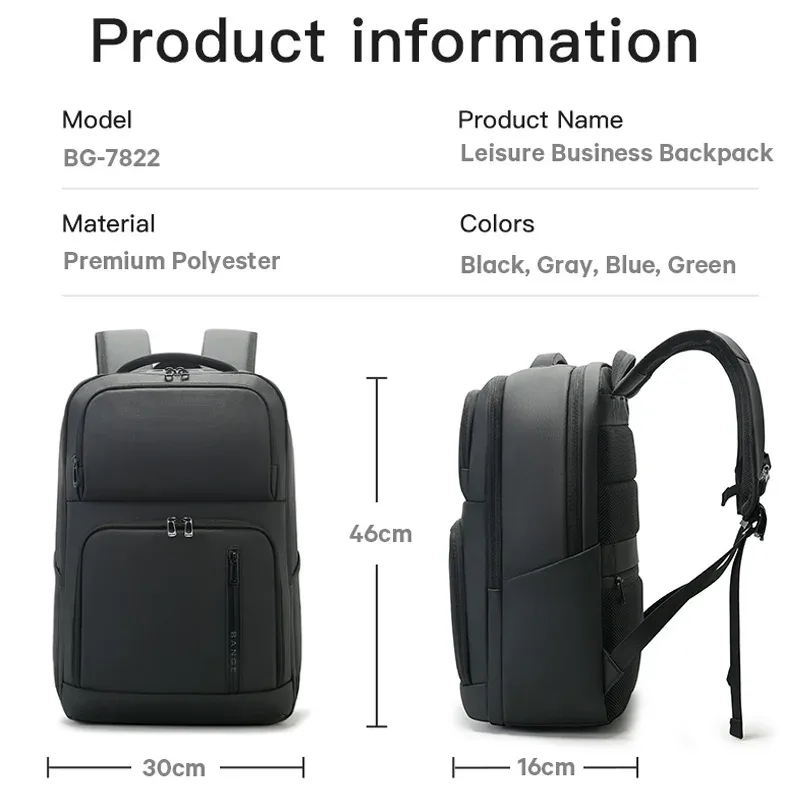 sac à dos pour ordinateur portable bange, nouvelle arrivée, grande capacité, léger, imperméable, 15,6 pouces, pour hommes, adolescents, sac d'école