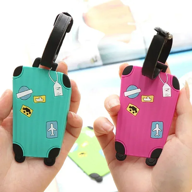 Étiquettes de bagages en silicone, accessoires de voyage pour sacs, étiquette de bagage Portable, Style dessin animé pour filles et garçons, couverture de carte, nouvelle mode