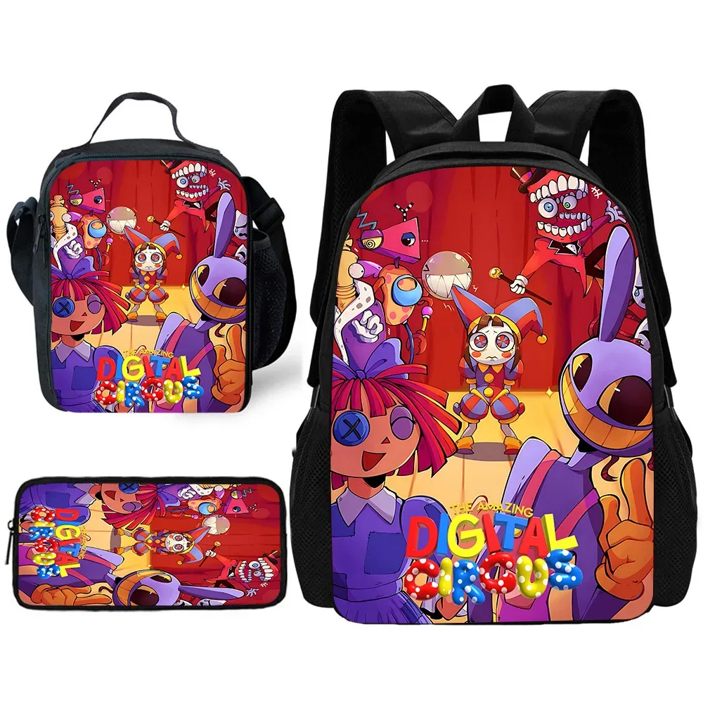 sac à dos d'école pour enfants cartoon a-amazings digitals circus avec sacs à déjeuner, sacs à crayons, sacs d'école pour garçons et filles, meilleur cadeau