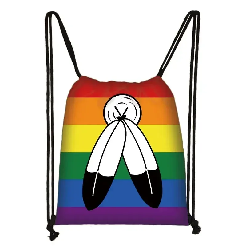 sac à dos à motif de cœur arc-en-ciel lgbt, sacs à cordon de proximité pour les zones de voyage, sac de rangement arc-en-ciel, mode thon, lesbienne et gay pride, cadeau