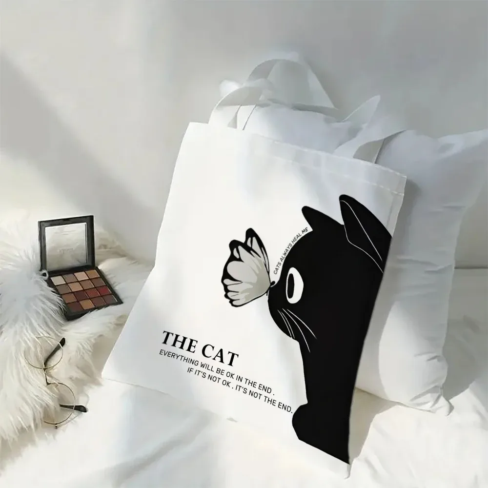 sac à bandoulière élégant pour femmes, motif papillon et panda, style kawaii, animaux de dessin animé, chat, grand sac fourre-tout.