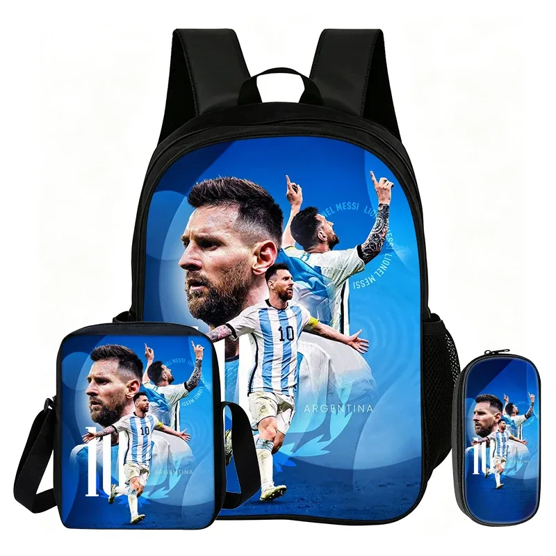 sac dos nylon motif messi noir bleu blanc format 20 35 litres bandoulière arquée fermeture éclair informatique unisexe usage voyage école sport