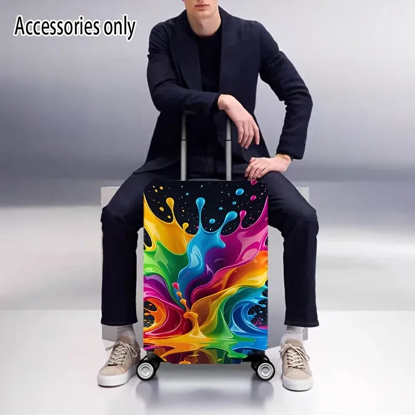 housse de valise colorée à imprimé éclaboussures : un accessoire de voyage extensible pour valises de 18 à 32 pouces