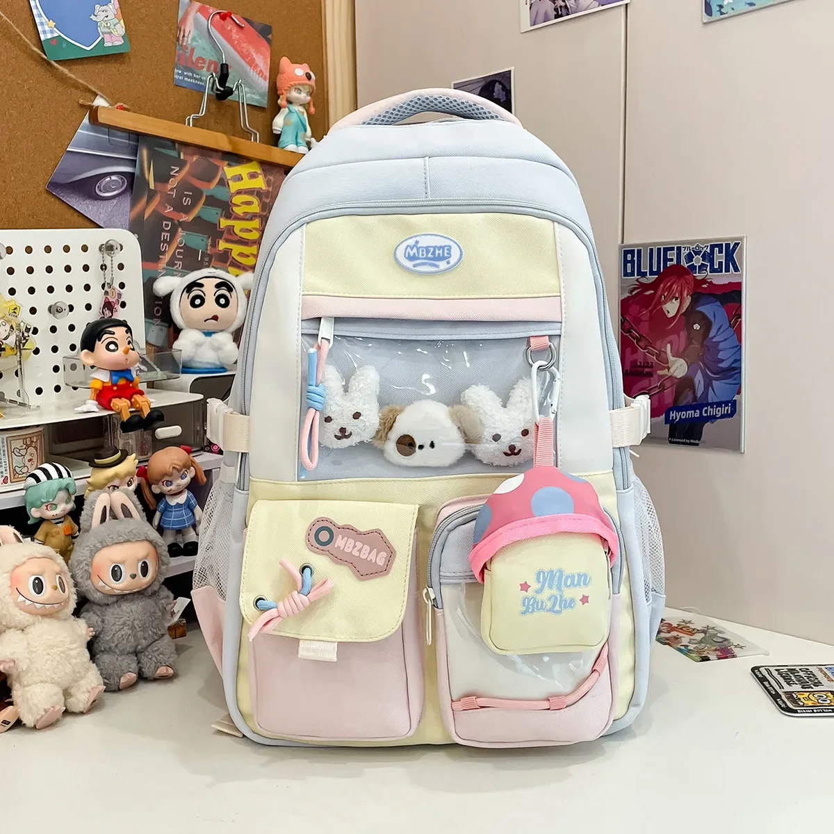 sacs à dos itabag coréens tendance, esthétiques, kawaii, transparents, pour filles, design colorblock, adaptés aux animés, grande capacité, nouveaux