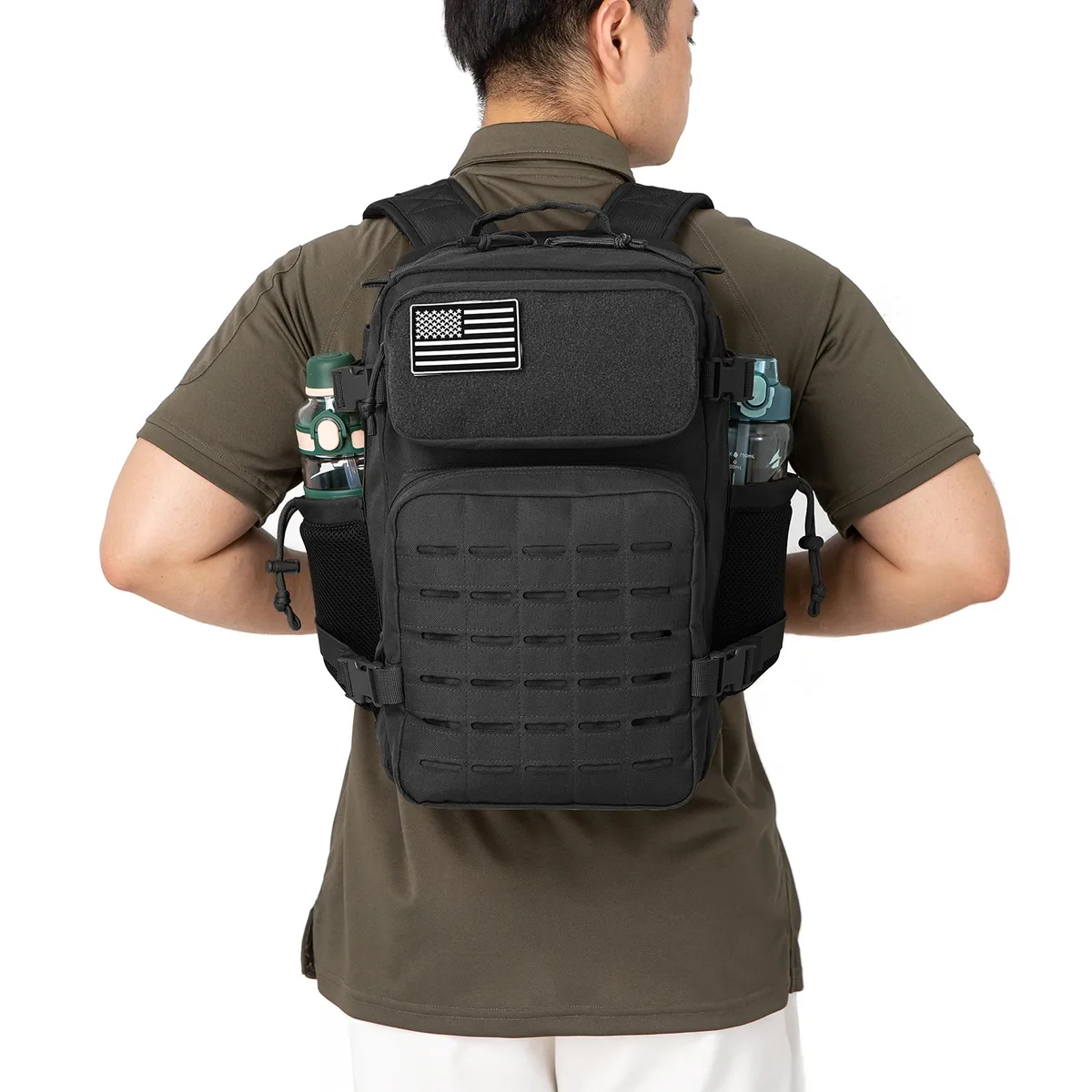25l sac à dos tactique sac de plein air sac à dos de fitness sac à dos molle femmes/hommes randonnée sac à dos de survie hommes double porte-gobelet