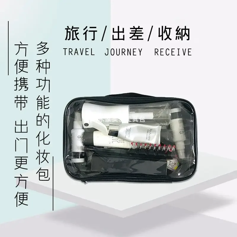 sac de voyage à grande capacité pour maquillage, organiseur de cosmétiques transparent en pvc pour articles de toilette et outils de coiffure, étui de transport portable