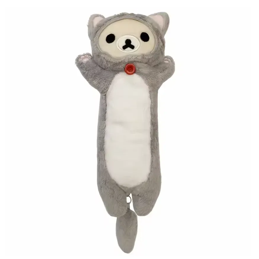 étui à crayons en peluche rilakkuma cat, trousse à crayons pour filles, sac à crayons, dessin animé kawaii, étuis à crayons mignons pour l'école