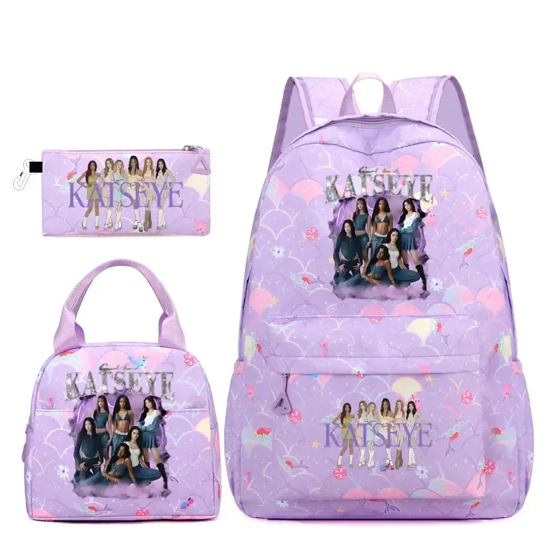 sac dos polyester motifs groupe filles poignée supérieure glissière capacité 20 35 litres unisexe couleurs rose clair violet bleu clair