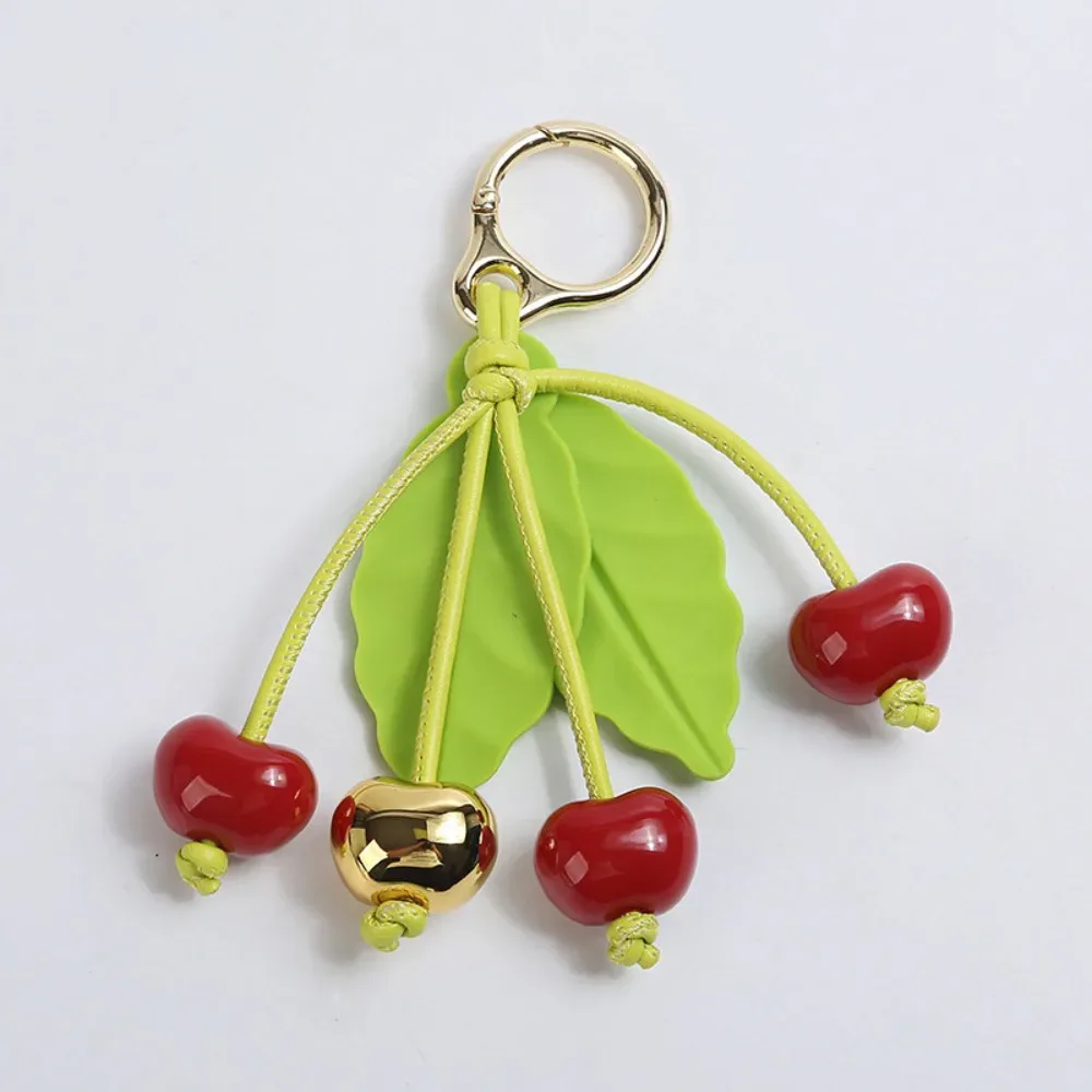 breloque de sac tendance en forme de cerise, pendentif en alliage de zinc et résine, ornement exquis pour sac à dos et clés de voiture