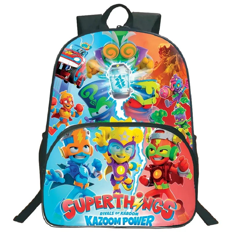 nouveau superthings dessin animé sac à dos 3 pièces ensemble garçons filles cartable sac à bandoulière sac à crayons supthings cartable scolaire voyage mochila