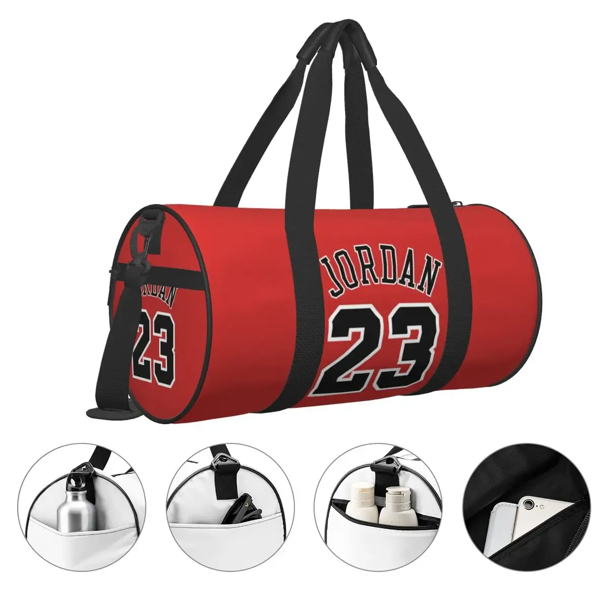 m-jordan 23 sac de voyage rond de grande capacité pour homme et femme, bagage à main de grande capacité, sac de sport et de fitness, sac de voyage