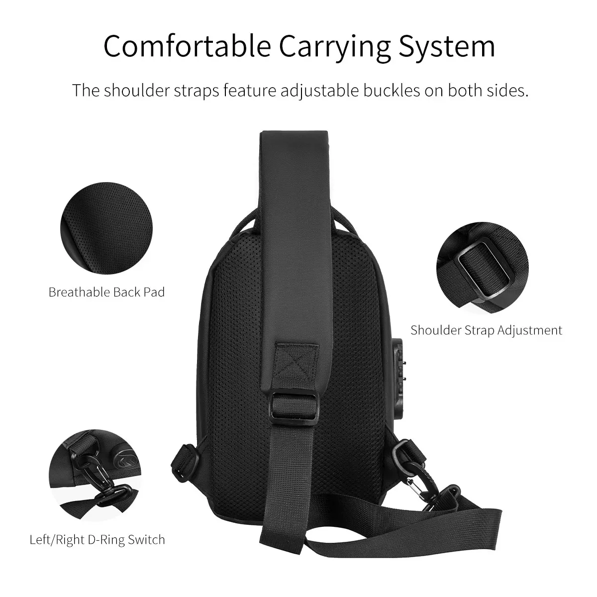 sac de poitrine rigide pour homme avec serrure à combinaison, sac de cyclisme antivol, sac banane décontracté pour la course et les voyages en extérieur, sac à bandoulière unique