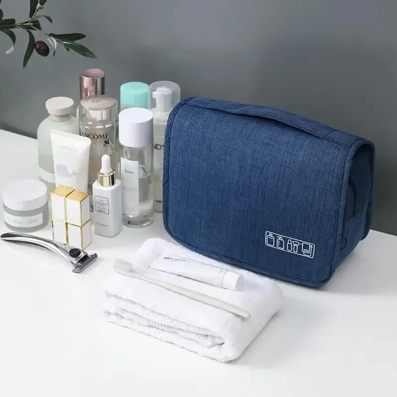 sac de rangement portable en tissu oxford pour hommes et femmes, sac de rangement de produits de toilette, sac à cosmétiques, pochette de lavage de voyage suspendue étanche