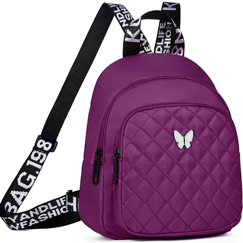 sac à dos matelassé multicolore pour femmes, avec accent papillon, pour les sorties quotidiennes, les déplacements quotidiens, sac décontracté léger et pratique