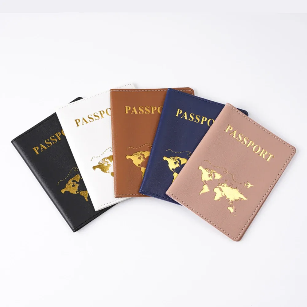 couverture de passeport personnalisée avec nom et initiales, carte du monde dorée, porte-passeport personnalisé, nouveaux accessoires de voyage pour femmes et hommes
