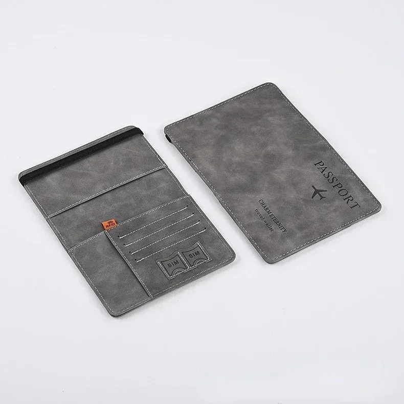 couverture de passeport en cuir à bande élastique, pour cartes, porte-passeport de voyage, portefeuille, étui organisateur de documents pour hommes et femmes