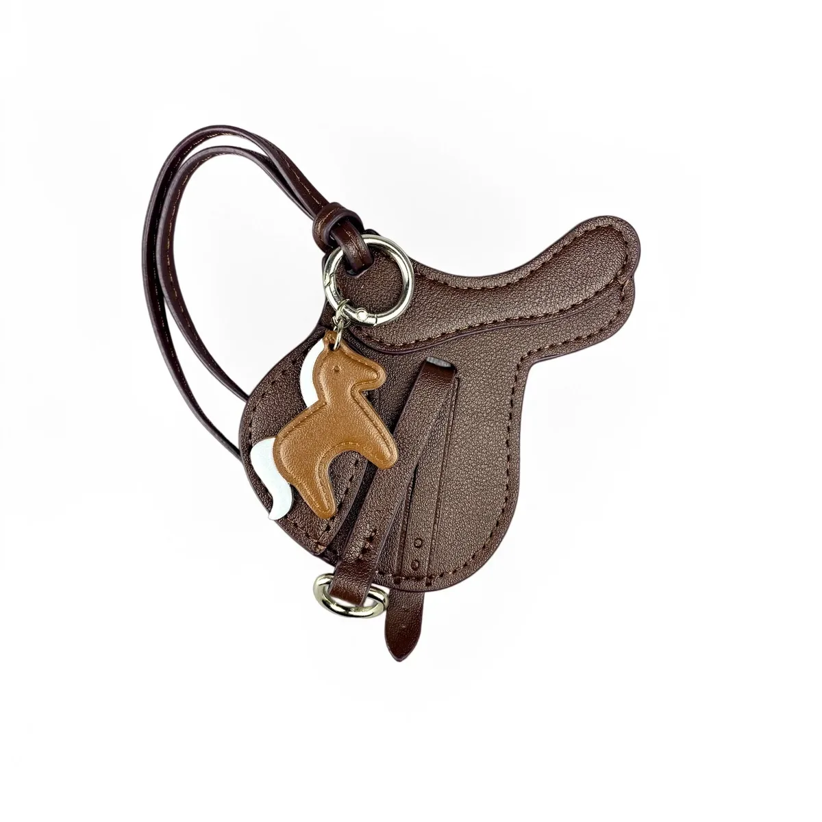breloque de sac en cuir pu faite à la main avec petit pendentif cheval – cadeau équestre élégant et unique pour sac à main, porte-clés et sac à dos
