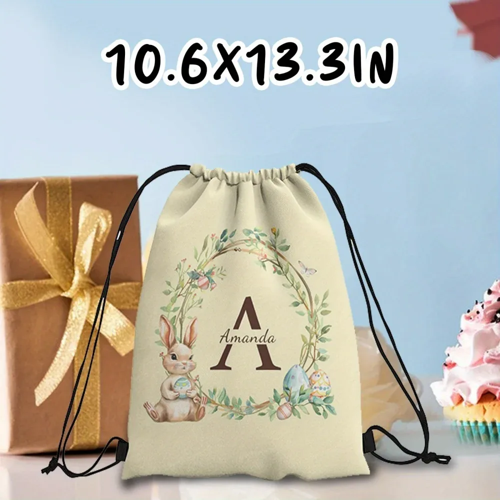 sac à dos à cordon personnalisable sur le thème de pâques, disponible en 4 couleurs fraîches au choix, personnalisé avec un nom unique – idéal pour les fêtes !