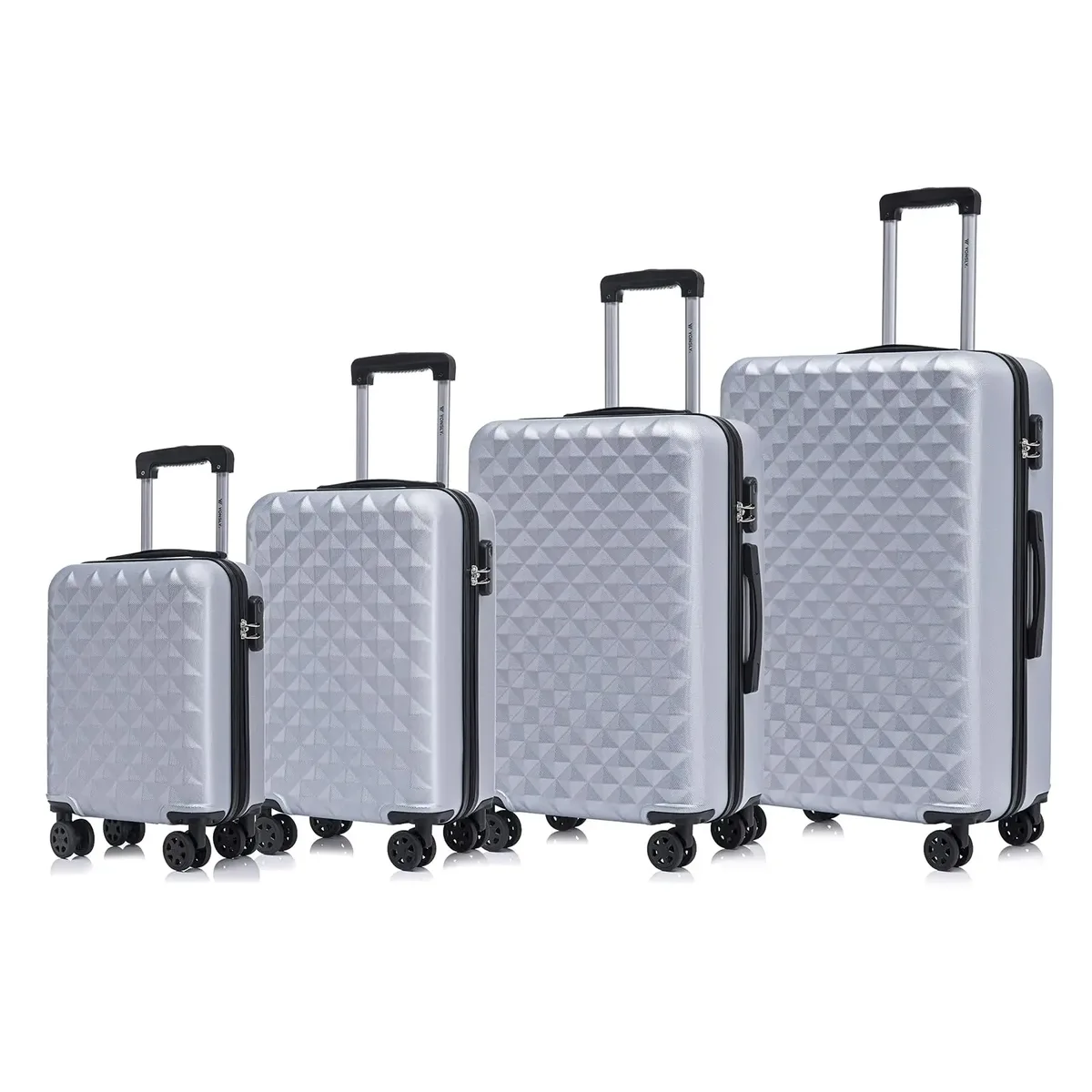 ensemble de valises yonsly 4 pièces 16/20/24/28 pouces, valise rigide à roulettes avec 4 roulettes 360° °   valise à roulettes avec poignée en caoutchouc souple et serrure à combinaison pour les voyages de vacances, d'affaires ou en famille