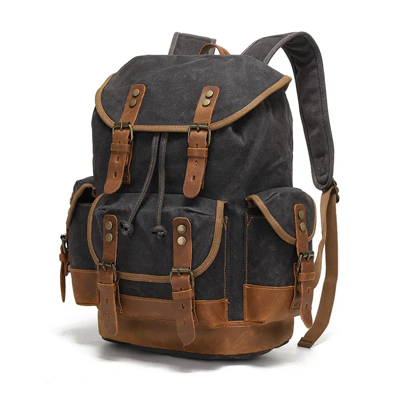 sacs à dos vintage en toile pour hommes, sacs à dos pour ordinateur portable, sacs à dos imperméables, grands sacs à dos de randonnée en toile cirée, sacs à dos de voyage vintage