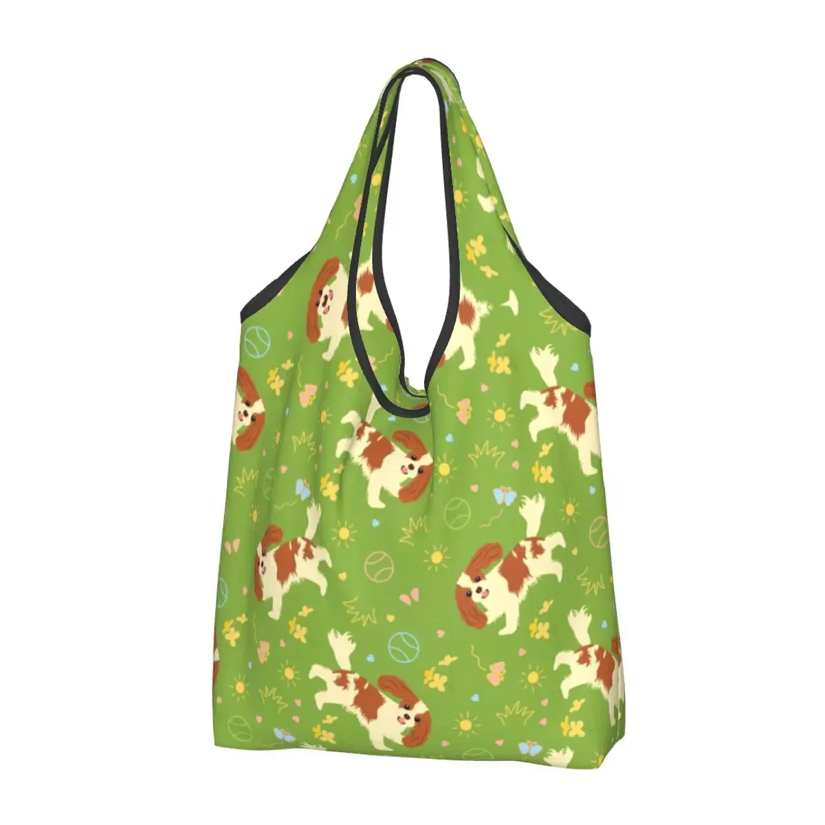 cavalier king charles épagneul groupe familial épicerie sac fourre-tout kawaii chien épaule shopper sacs grande capacité sacs à main
