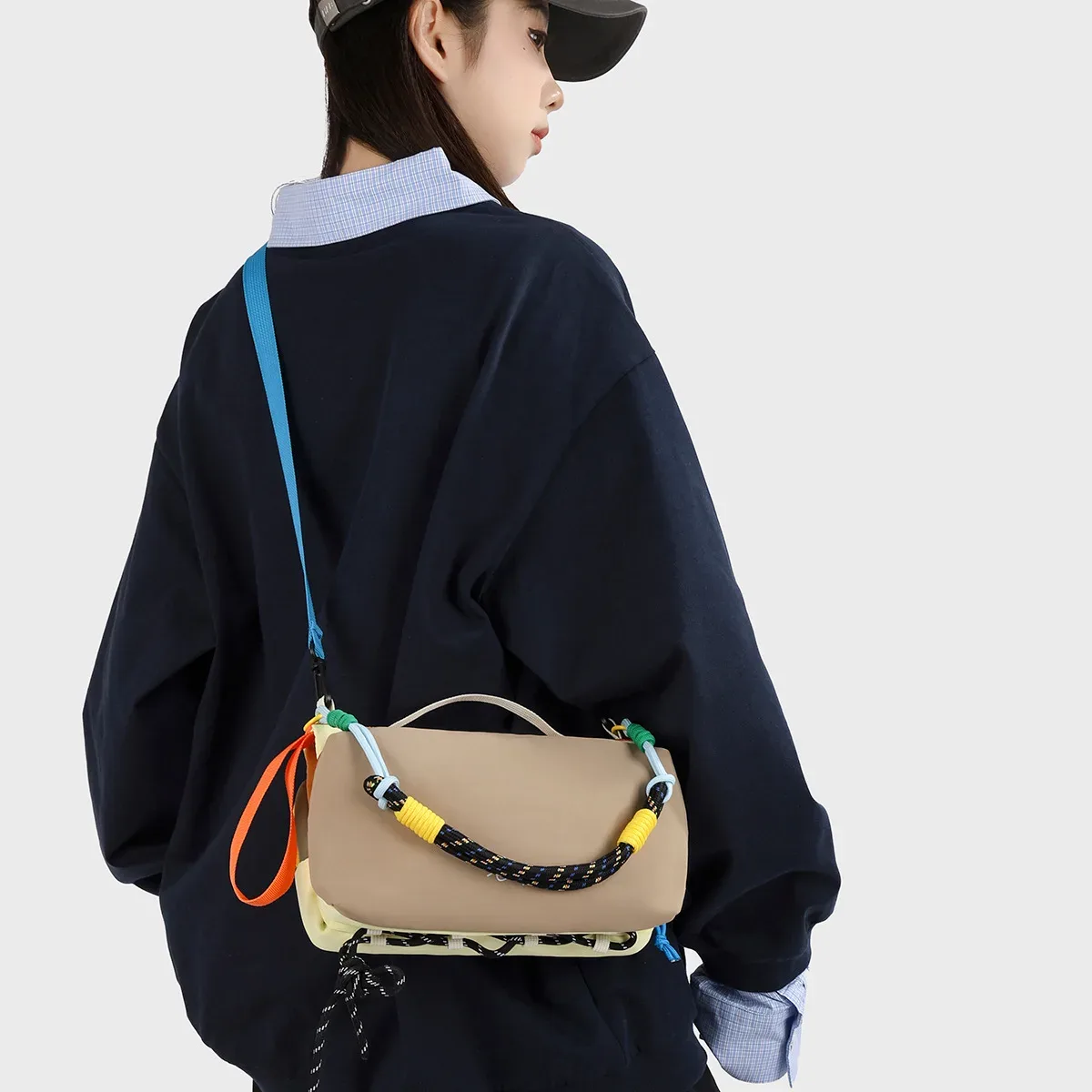 sac à bandoulière multifonctionnel sport décontracté, couleur contrastée, pour téléphone et bouteille d'eau, sac à main de voyage extérieur pour femme