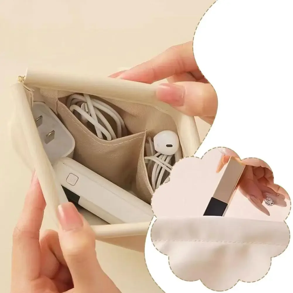trousse de maquillage pliable et étanche - organisateur multi-couches 11-13 cm pour rouge à lèvres et maquillage, portable pour les voyages (blanc/noir/violet)
