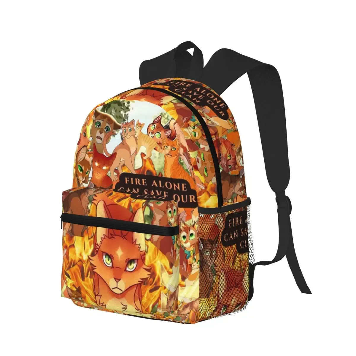 four warriors warrior cats sac à dos pour étudiants, sac d'école, sac à dos de randonnée, sac de voyage pour garçons et filles, sac à bandoulière