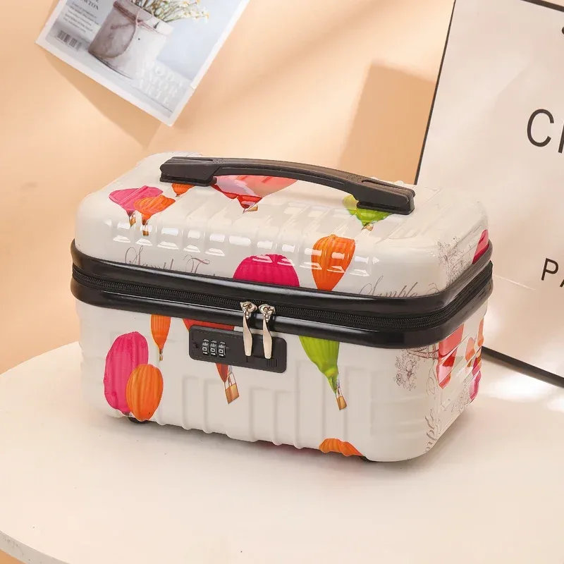 mini sac à cosmétiques portable 16 pouces, boîte à bagages pratique, petite mallette de rangement cadeau, boîte de voyage, protection par mot de passe