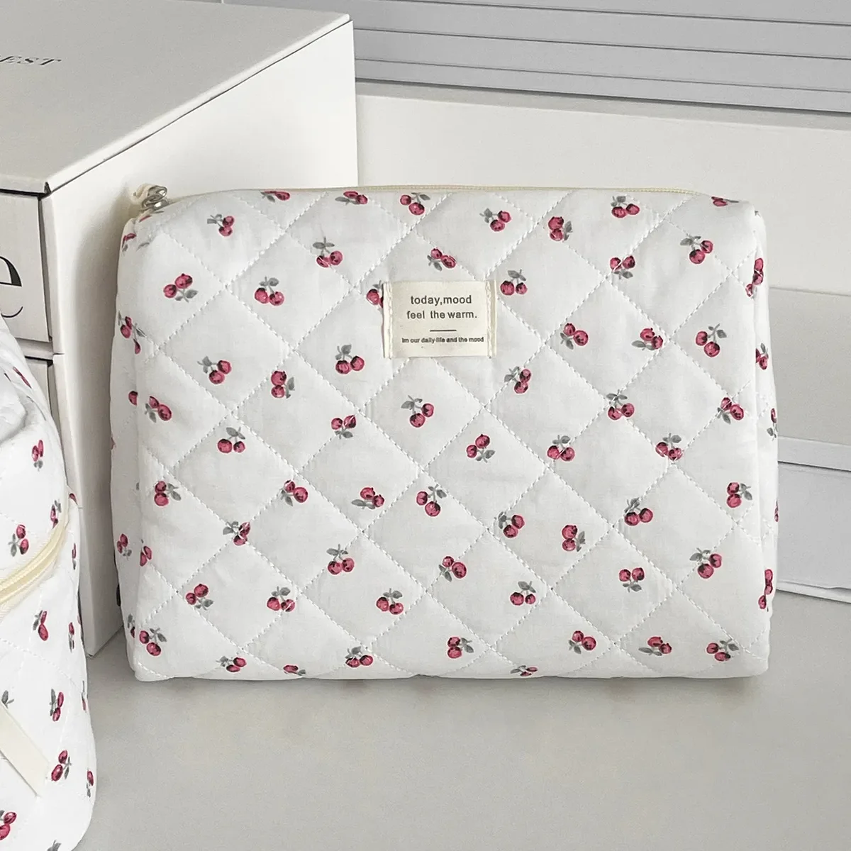 sac à cosmétiques motif ours rose beige pour femmes, joli organisateur de voyage de maquillage à fermeture éclair, sac à main féminin, pochette de toilette pour filles