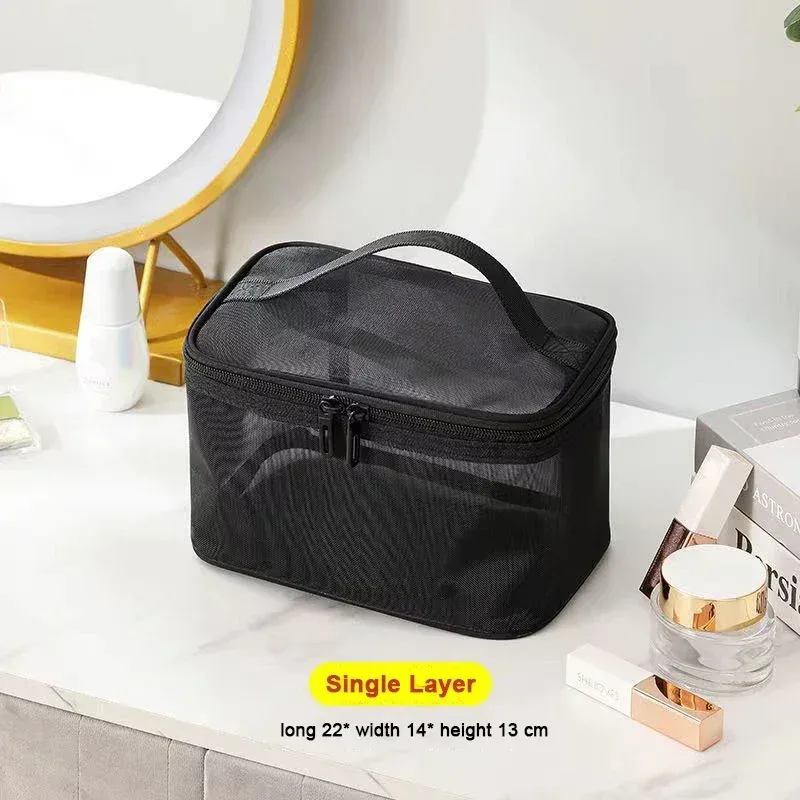 maille transparente pour femme, idéale pour les cosmétiques, le maquillage et les articles de toilette, pour les voyages, le succès des ventes, sac de rangement de maquillage