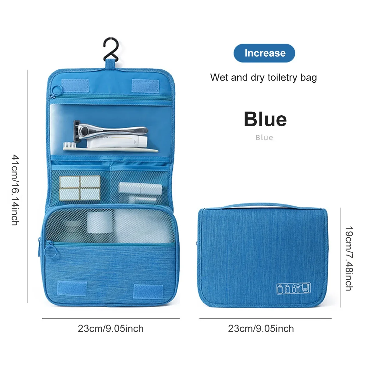 trousse de toilette de voyage de grande capacité, sac à cosmétiques portable multifonctionnel avec crochet, sac de rangement, sac de rangement de voyage pour hommes