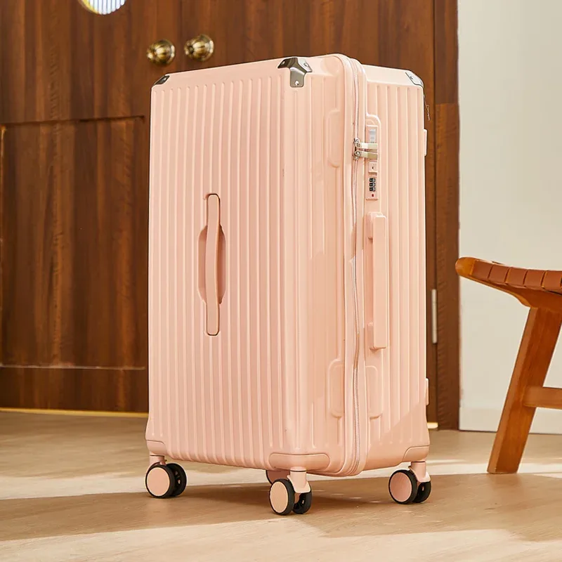 valise bagage roulante abs dur beige bleu noir marron grande capacité toupie poignée latérale porte gobelet support téléphone pratique