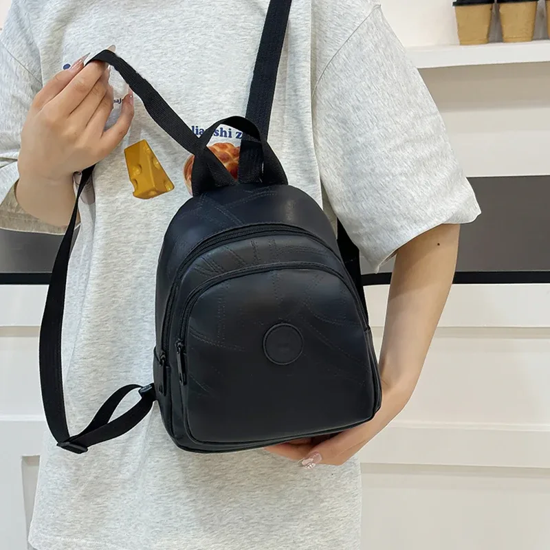 mini sac à dos élégant en simili cuir multicolore, sangle réglable, léger pour les sorties quotidiennes, sac fonctionnel décontracté et élégant