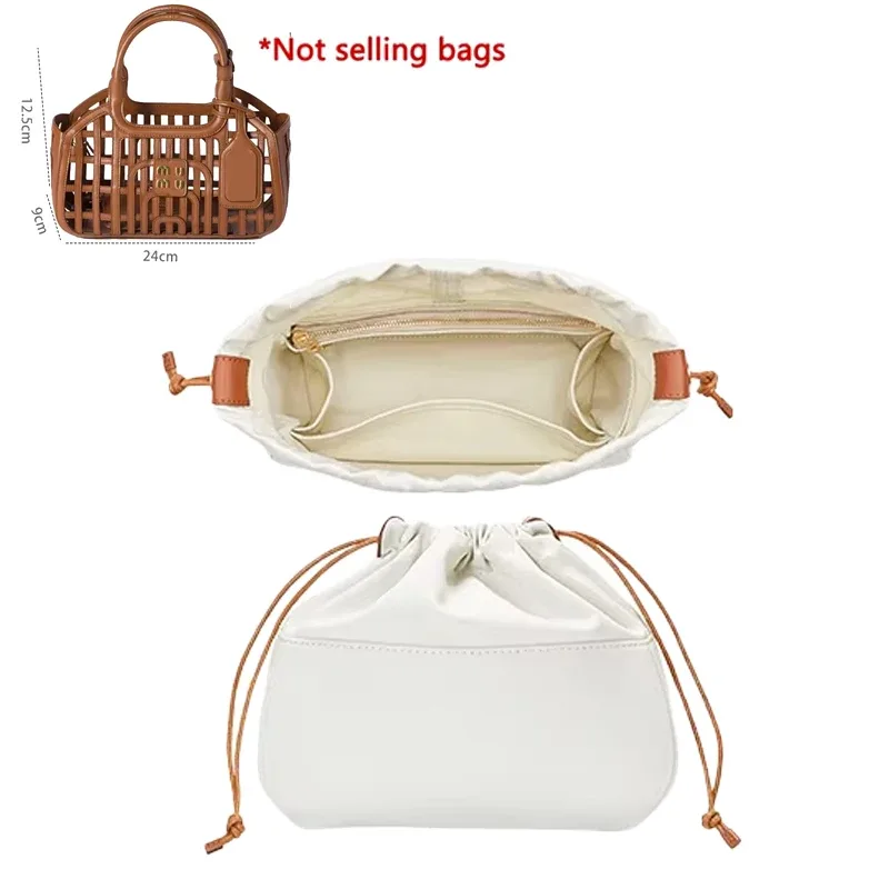 organisateur de sac creux pour panier en cuir miuuuuum s, sac de rangement en toile tissée, support de rangement, doublure intérieure, accessoires de sac