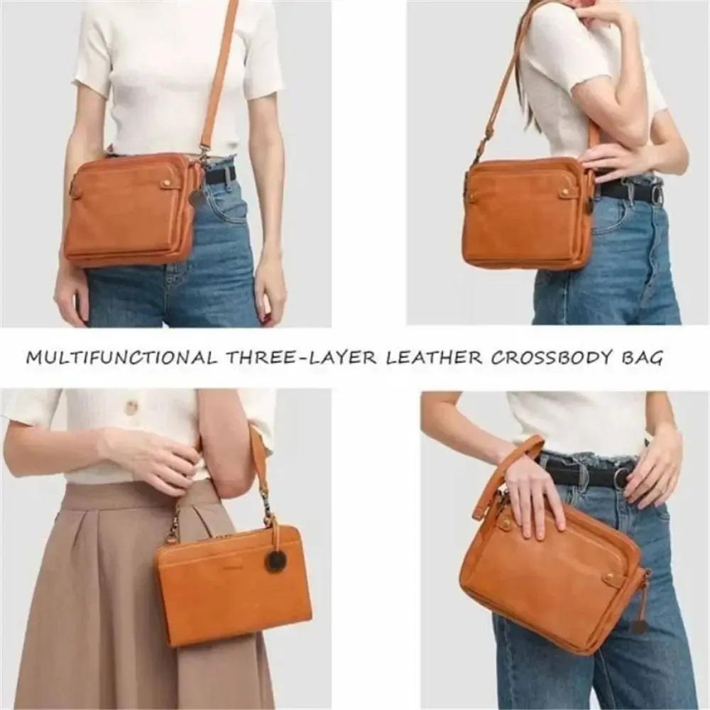 sac à bandoulière de grande capacité en cuir à trois couches, sacoche à fermeture éclair, fourre-tout, bourse pour femme, offre spéciale