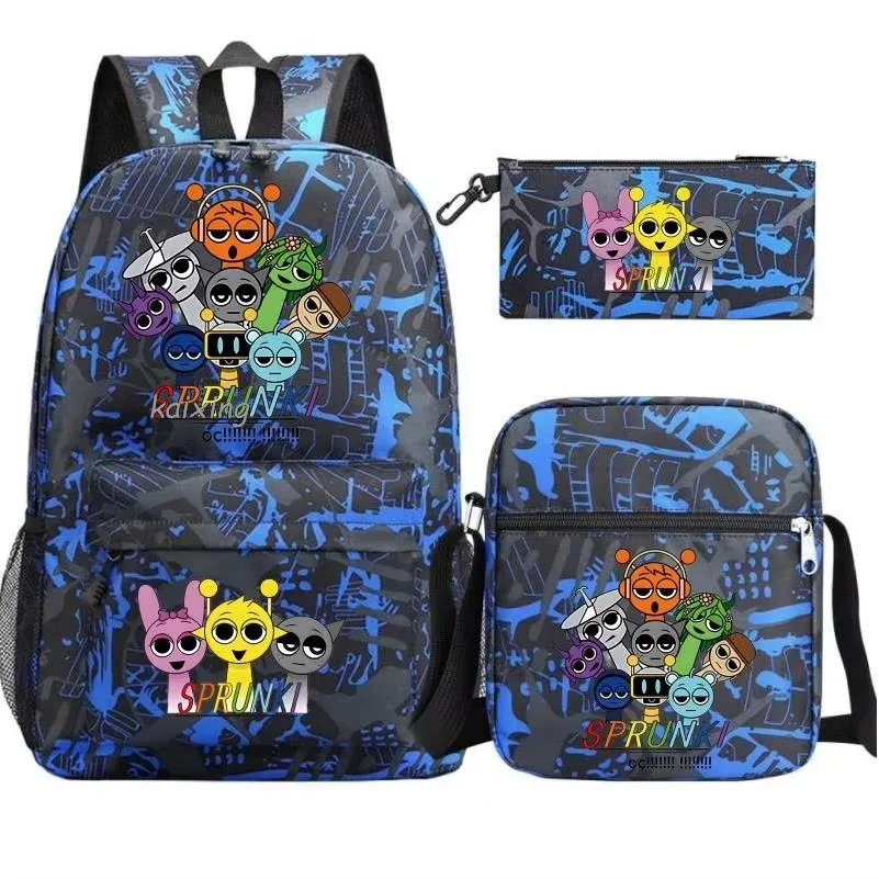 sac dos nylon personnages animés bleu noirs poches latérales ceinture air grande capacité usage voyage