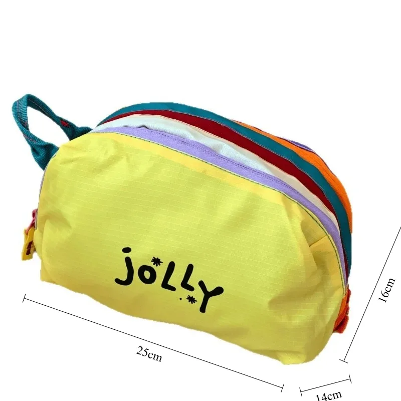 sac de maquillage en nylon avec imprimé lettres colorées dopamine, pochette cosmétique étanche, sac de rangement de voyage pour femmes et filles, pour usage quotidien en extérieur