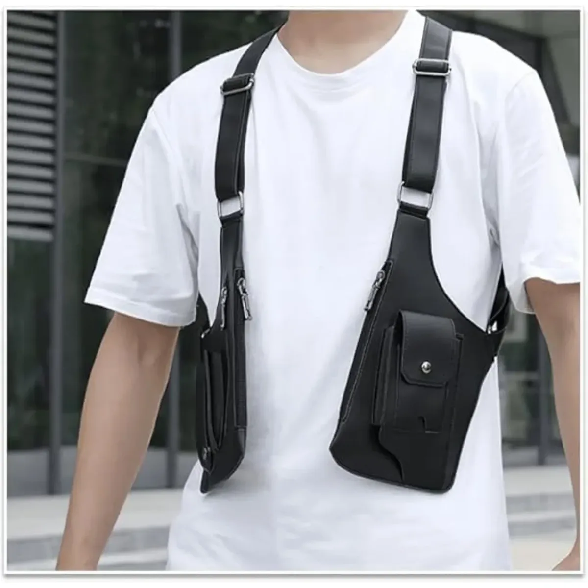sac antivol sous les bras, étui d'épaule caché, double pochette de rangement, poche portefeuille pour téléphone