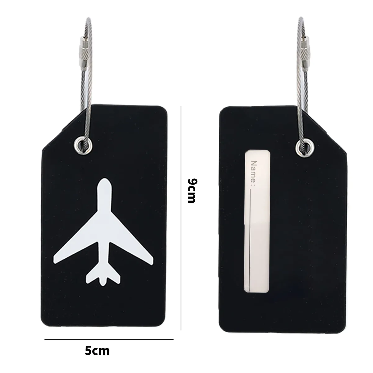 étiquettes de bagages en silicone pour valises, accessoires de voyage, porte-carte d'identité, boucle en acier inoxydable, identifiant de bagages, 1/5 pièces