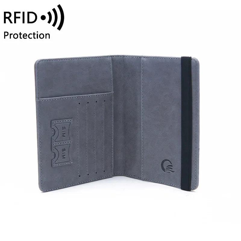 porte-passeport unisexe en cuir pu – portefeuille de voyage bloquant rfid pour cartes de crédit/carte d'identité et billets (hommes et femmes)