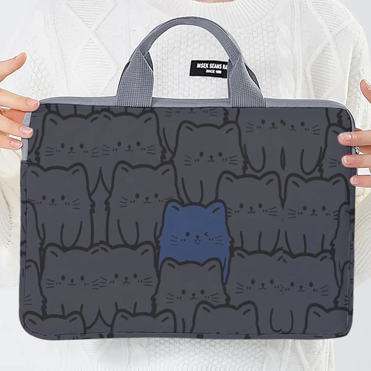 sac à main pour ordinateur portable avec imprimé chat, résistant aux chocs, sac de transport portable avec poignée pour ordinateur portable, voyage, école