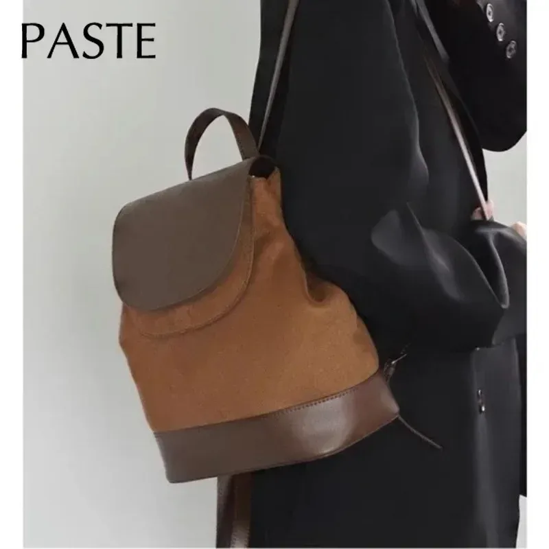 sac à dos de loisirs en cuir suédé et cuir de vache pour femme, sac de voyage double initié, rose et marron, qualité supérieure, femme, hiver 256