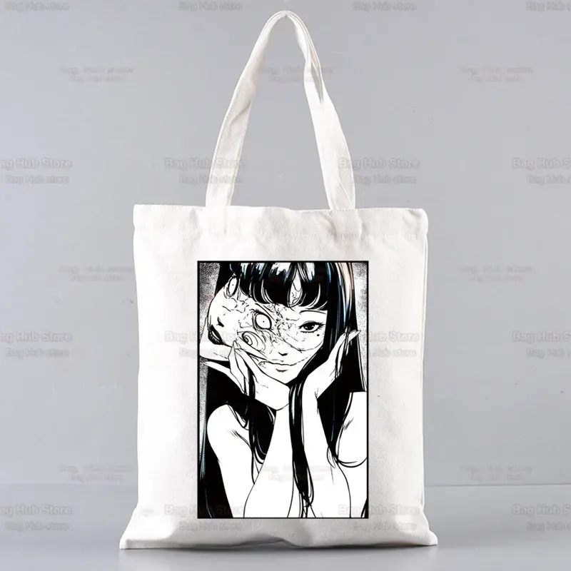 junji ito japonais manga graphique dames sacs à main tissu toile sac fourre-tout shopping voyage femmes eco réutilisable épaule