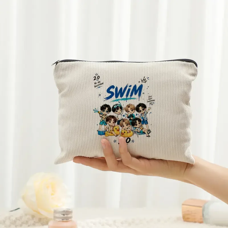 trousse de toilette multifonctionnelle en velours côtelé arirang 2.0 world tour 2026 avec fermeture éclair, sac de rangement léger, cadeau pour fans k-pop